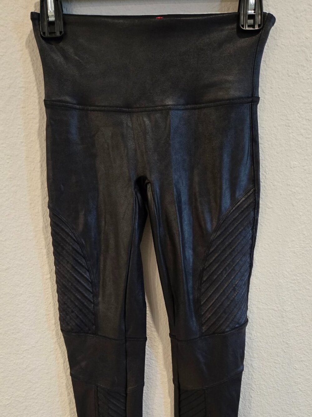 SPANX Faux Leather Moto Leggings Black Size M